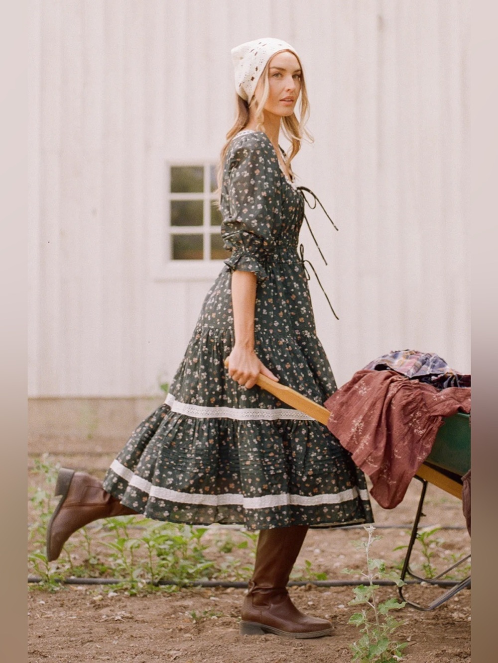 IvyCityCo Palermo 3/4 Sleeves Dress in Evergreen Lovelorn Ditsy Size XS NWT